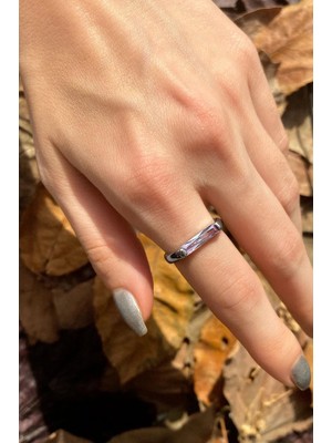 Spossy Silver Jewelry Dikdörtgen Baget Taşlı Yüzük