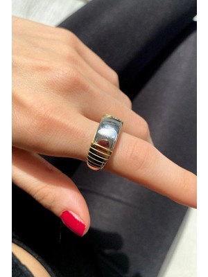 Spossy Silver Jewelry 2 Renkli Bombeli Yüzük