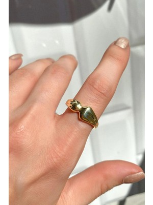 Spossy Silver Jewelry Bombeli Asimetrik Tasarım Yüzük