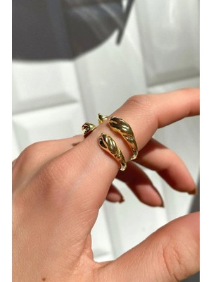 Spossy Silver Jewelry Çift Sıralı Asimetrik Tasarım Yüzük