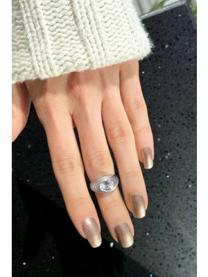 Spossy Silver Jewelry Oval Taşlı Eklem/serçe Parmak Yüzüğü
