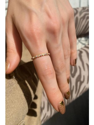 Spossy Silver Jewelry Kırmızı Mineli Taşlı Tam Tur Ince Yüzük