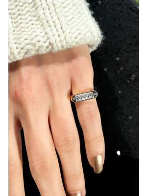 Spossy Silver Jewelry Baget Taşlı Eklem/serçe Parmak Yüzüğü