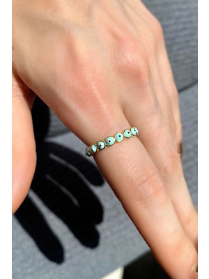 Spossy Silver Jewelry Turkuaz Mineli Tam Tur Yüzük