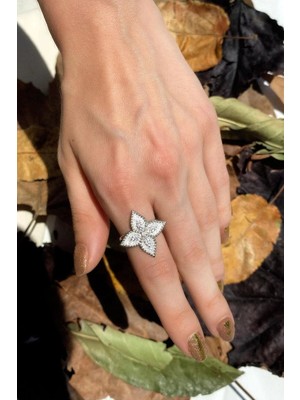 Spossy Silver Jewelry Çiçek Yüzük