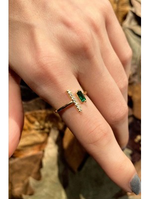 Spossy Silver Jewelry Zarif Baget Taşlı Yüzük