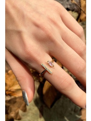Spossy Silver Jewelry Zarif Baget Taşlı Yüzük