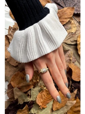 Spossy Silver Jewelry Baget Taşlı Silindir Yüzük