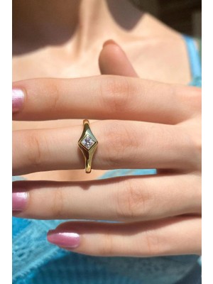 Spossy Silver Jewelry Kare Taşlı Eklem/serçe Parmak Yüzük