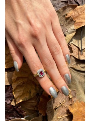 Spossy Silver Jewelry Örgü Kemerli Baget Taşlı Yüzük