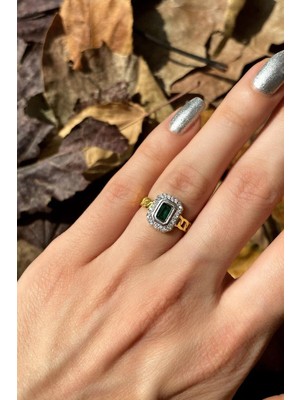 Spossy Silver Jewelry Örgü Kemerli Baget Taşlı Yüzük