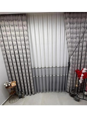 Nivemes Home Nivemeshome FJ614617 V-60001 Arven Gri 1/3 Pileli Fon Perde Apm