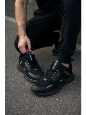 Solazer Erkek Sneaker Siyah-Turuncu Spor Yürüyüş Ayakkabısı