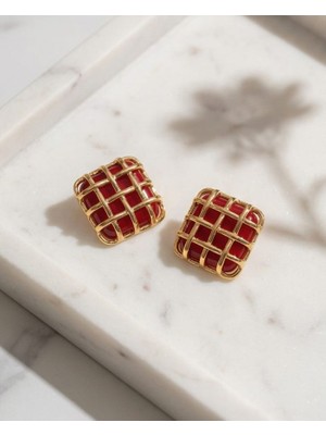 Uretti - Nerman 4053 7627 Örgü Detaylı Gold Küpe