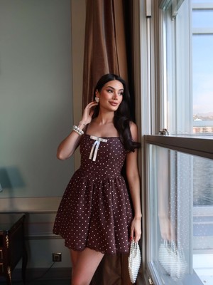 Esra Helvacı Puantiyeli Ip Askılı Mini Elbise