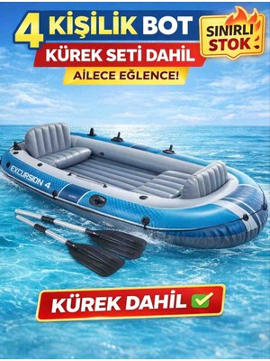 Intex Excursion 4 Kişilik Şişme Bot Seti – Kürekli, Dayanıklı Pvc, Balıkçı ve Kamp Teknesi