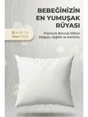 YUNUSOĞLU HOME Bebek Yastığı Premium Boncuk Silikon Dolgulu Yumuşak Konforlu 35X45 cm Beyaz