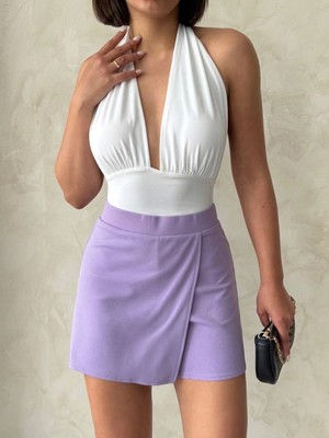 Shoplet Kapaklı Şort Etek Lila S208
