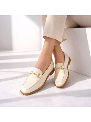 Slipcat Kadın Rugan Loafer Gold Tokalı Günlük Şık Rahat Babet Ayakkabı