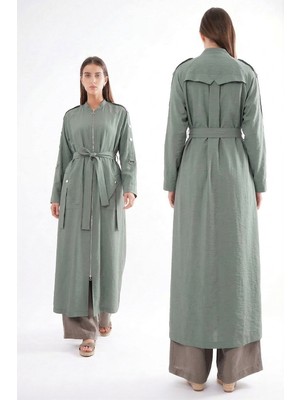 Ceremony Kolu Çıtçıt Detay Önden Fermuarlı Safari Kap Ceket 820 Yeşil