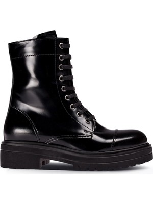 Deery Kadın Postal Bot Deri Dış Materyal ile Klasik Siyah Model