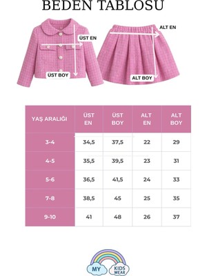 My Kids Wear Kız Çocuk Ekose Ceket Etek Takım Şık Kombin 12642