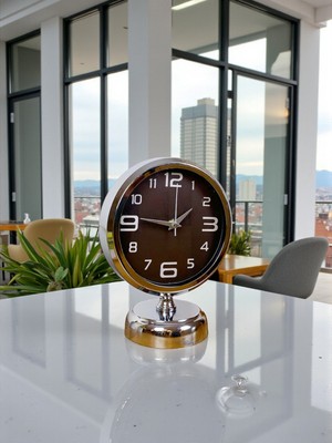 Epilons Krom 25 x 20 cm Metal Zarif Masa Saati