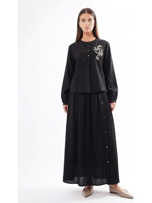 Ceremony Kristal Işlemeli Etekli Modal Takım 918 Siyah