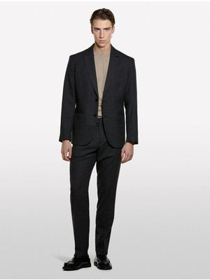 Sisley Viskoz Karışımlı Düğmeli Blazer Ceket Erkek Siyah Ceket - 325A2SDDSW02F