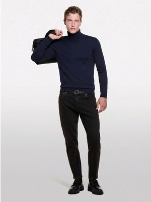Sisley Yün Karışımlı Slim Fit Kazak Erkek Lacivert Kazak - 324A11BAS200A