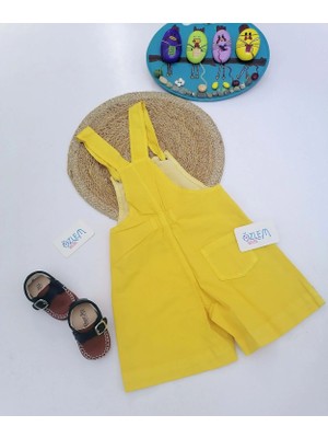 Overdo Zürafa Desen Keten Salopet Yeşil