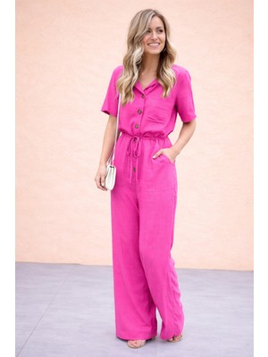 Barbora Keten Günlük Fuşya Tulum