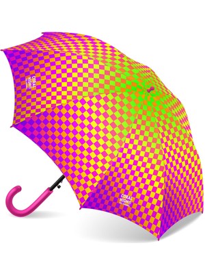 Coral High Kids Neon Renkli Dama Desenli Çocuk Şemsiyesi 36102