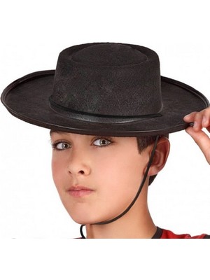 Siyah Renk Keçe Flamenko Şapkası Çuk Boy