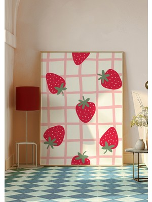 Des Vu Print Çilek Temalı Poster, Pinterest Temalı Çerçevesiz Poster
