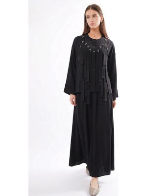 Ceremony Önü Saçak Bant Detaylı Etekli Sicilya Takım 934 Siyah