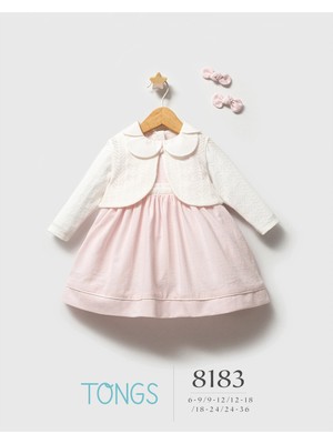 Tongs Baby Kız Bebek Saç Tokalı Kolsuz Elbise Bolero Takım Pudra 8183