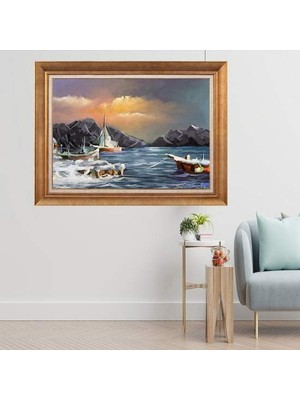 Giyense Altın Çerçeveli Dekoratif Paspartulu Tablo ZR3499