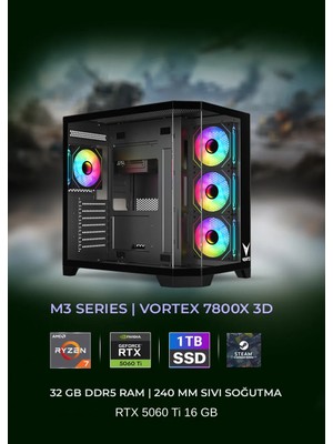 MOD GAMING VORTEX AMD Ryzen 7 7800X3D | RTX5060Ti 16GB | 32GB RAM | 1 TB SSD 6000/4000 MB/s | 240 MM Sıvı Soğutma | Oyuncu OEM PAKET | Steam Cüzdan Bakiyesi Hediyeli