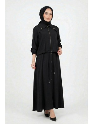 Ceremony Aller ve Çıt Çıt Detay Modal Bolerolu Elbise 921 Siyah