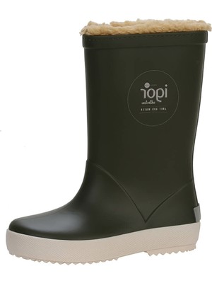 Igor Splash Nautico Çocuk Yağmur Çizmesi Haki Yeşil PVC Malzeme Düz Tabanlı Kürklü W10207-042