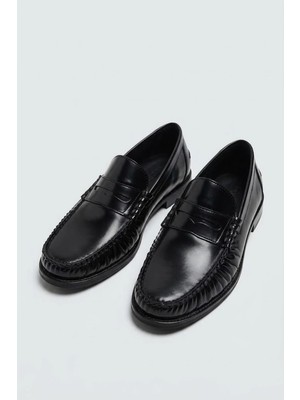 Antioch Siyah Bantlı Deri Makosen