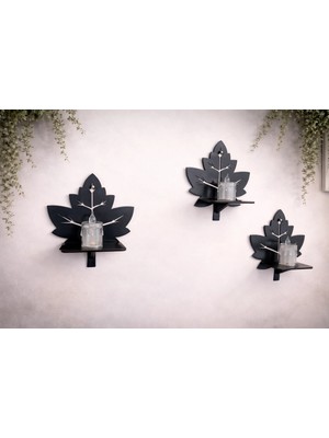 Melbay Lazer Duvar Dekorasyon Ürünleri Ahşap Yaprak Mumluk Dekoru