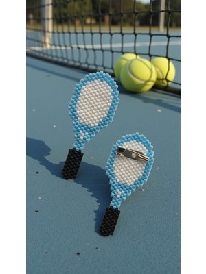 Seard Miyuki Boncuk El Yapımı Tenis Raketi Broş - Yaka Iğnesi 1