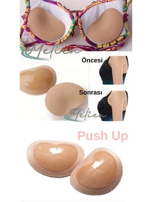 Melien Ten Silikon Yapışkanlı Mayo Abiye Elbise Sütyen Gelinlik Push Up Göğüs Büyüten Kaldırıcı Pedi