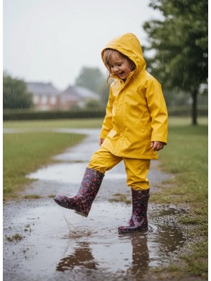Belix Bahçe ve Yağmur Kız Çocuk Çiçekli Çizme 26-35 Turuncu