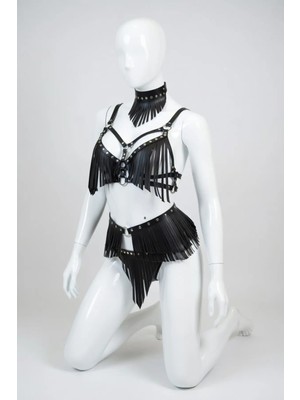 Luna Vanessa Yılbaşına Özel Body Deri Iç Çamaşırı Takımı -2146-YLBS-TK-XL