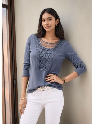 Mamayaga Kadın Dik Yaka Önden Büzgülü Uzun Kol Casual Viskon Spor Şık Büyük Beden Curve Bluz