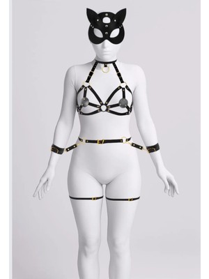 Luna Vanessa Yılbaşına Özel Body Deri Iç Çamaşırı Takımı -2196-YLBS-TK-XS