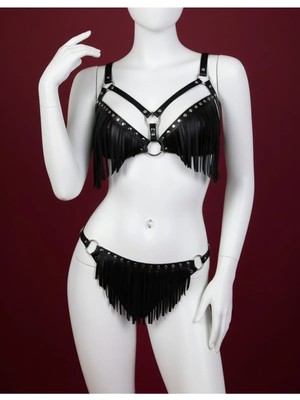 Luna Vanessa Yılbaşına Özel Body Deri Iç Çamaşırı Takımı -2142-YLBS-TK-S-M